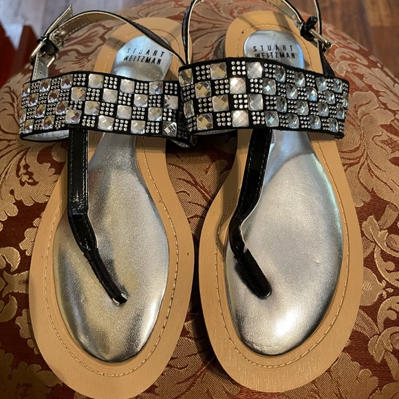 Stuart Weitzman Silver Jeweled Thongs (Girls) - 4 - Picture 2 of 13